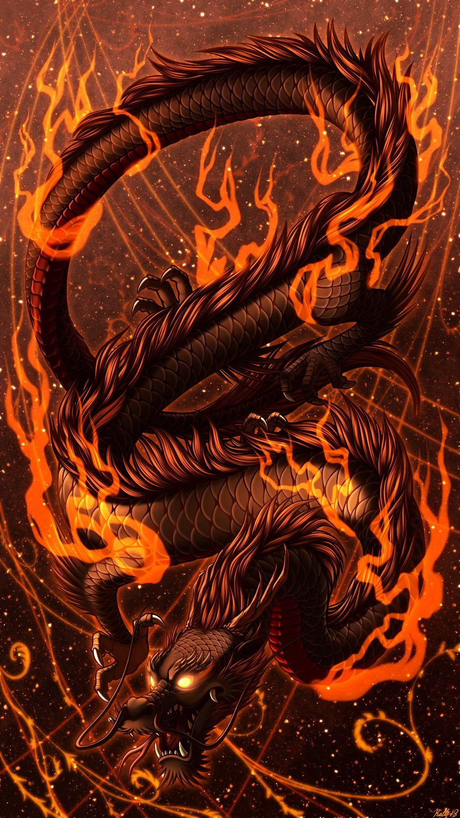 Blazing Fire Dragon Wallpaper