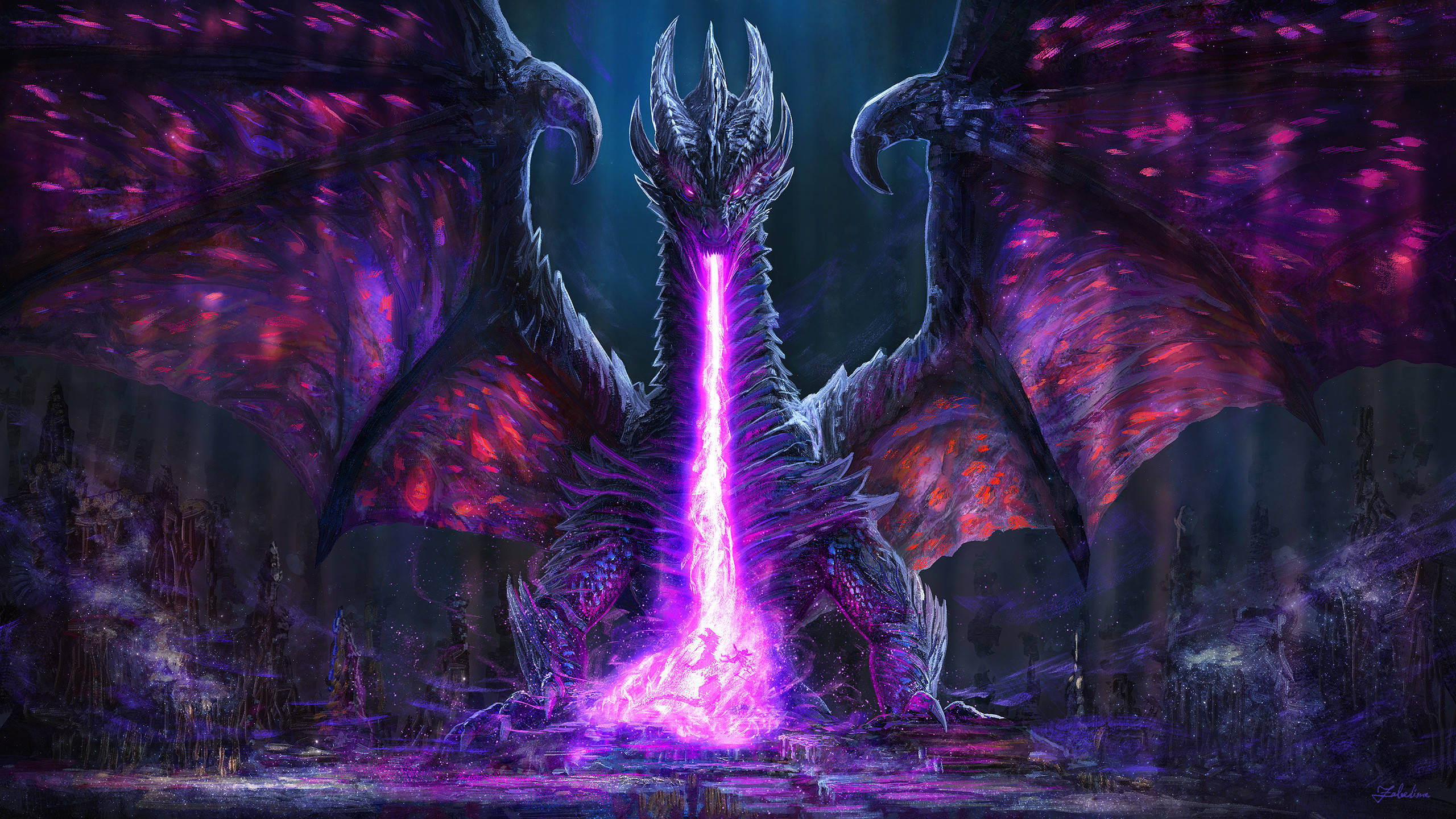 Download Blazing Purple Really Cool Dragons Wallpaper | Wallpapers.com