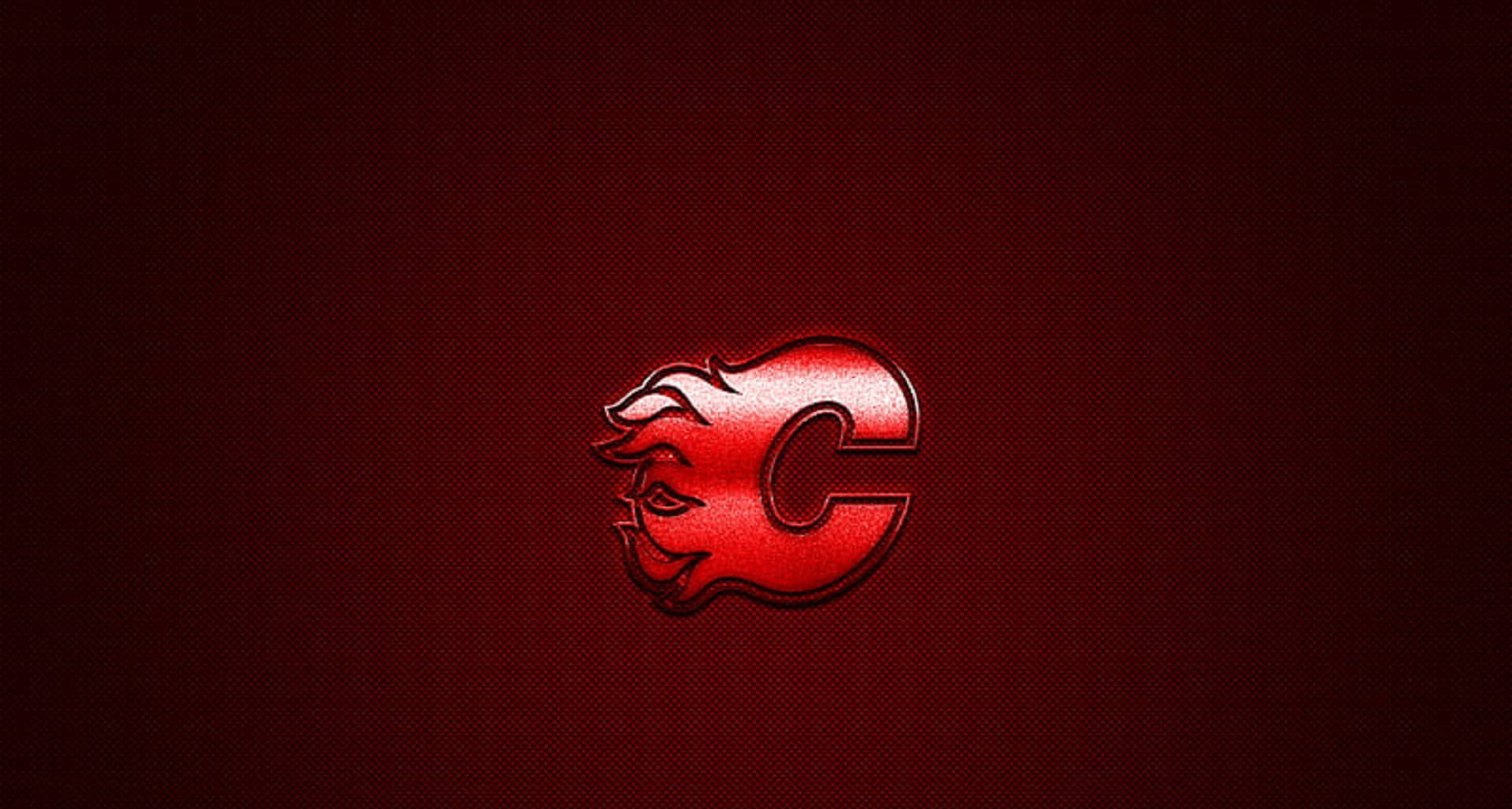 Flammende Rød Calgary Flames Logo Wallpaper