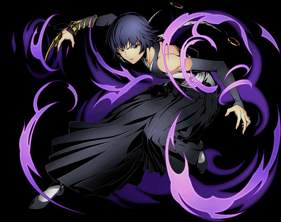 Bleach Character With Purple Energy Swirls PNG
