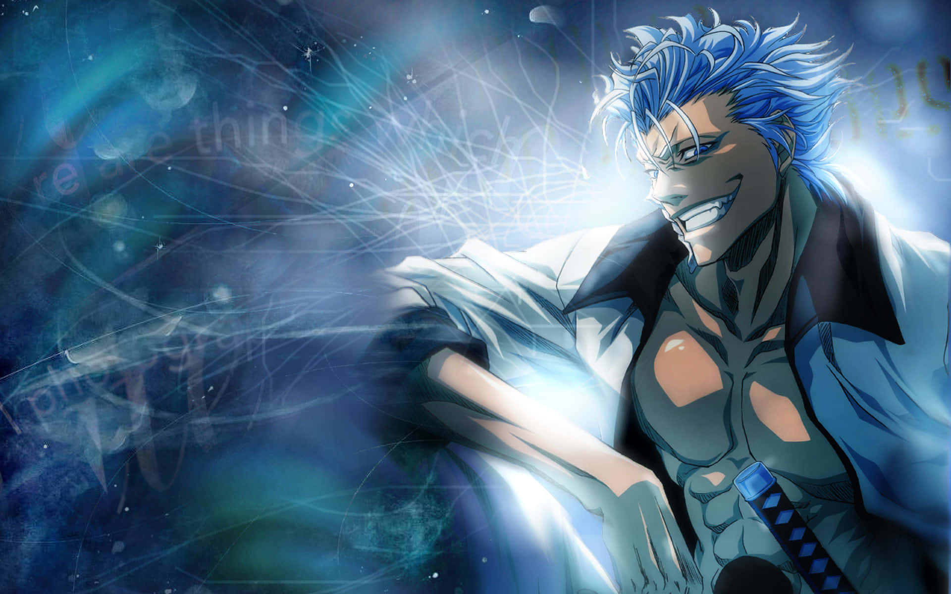 Umpersonagem De Anime Azul Com Cabelo Azul Papel de Parede