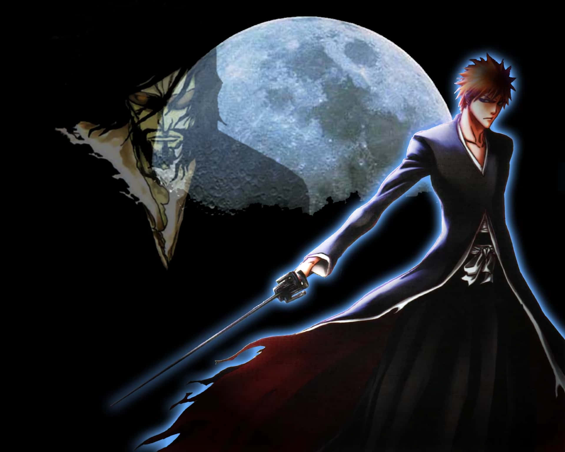 Anime Character With Sword And Moon Wallpaper