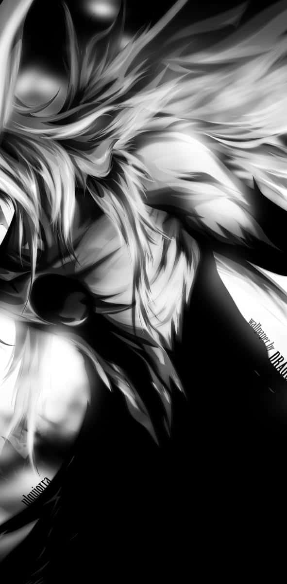 A Black And White Image Of An Anime Character Wallpaper