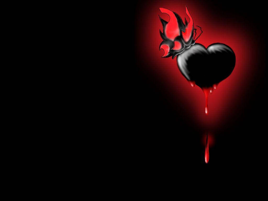 Bleeding Dark Heart With Crown Wallpaper