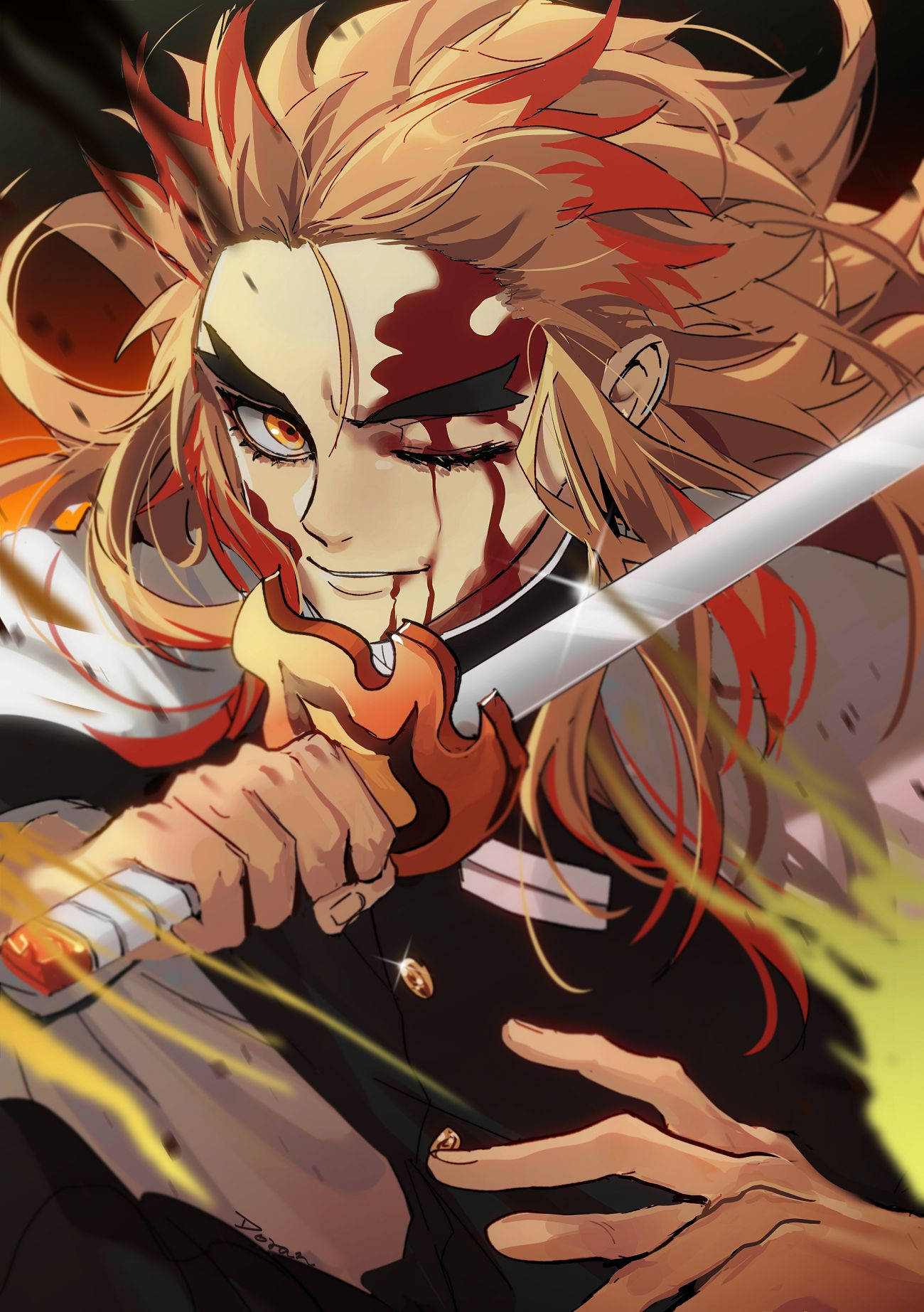 Kyoujurou Rengoku gears up for battle Wallpaper