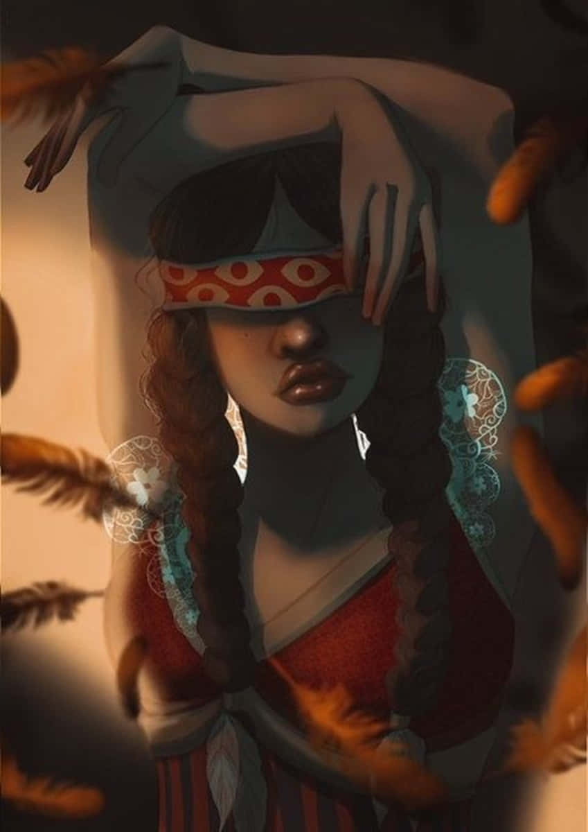 Blindfolded Woman Surreal Art Wallpaper