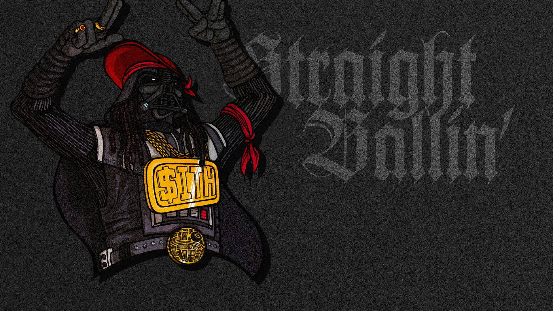 Blinged Darth Vader Gangster Cartoon Wallpaper