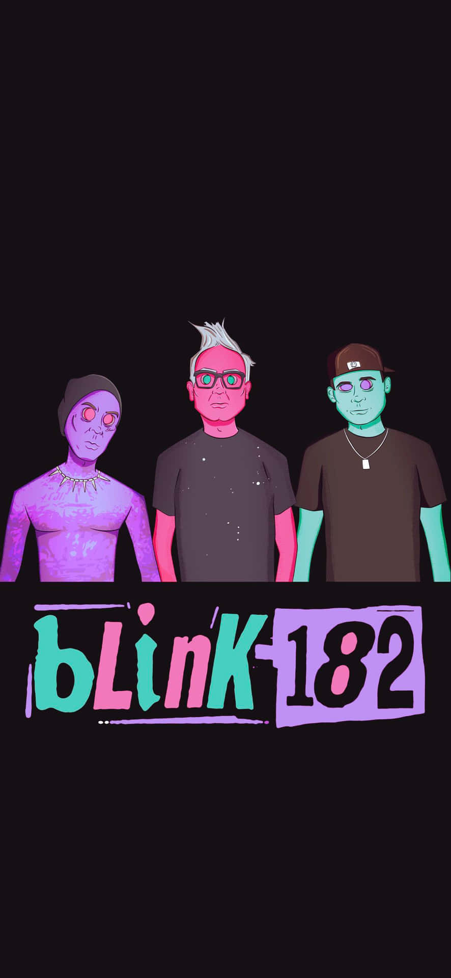 Blink182 Neon Band Illustration Wallpaper