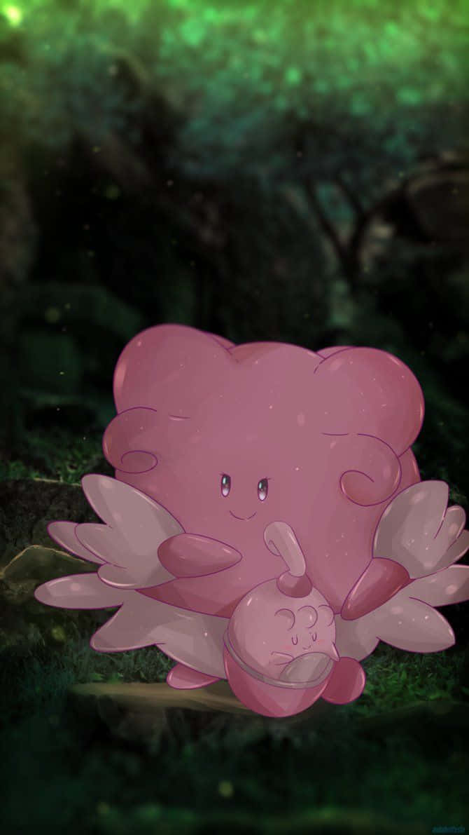 Blissey Caring For Happiny Wallpaper