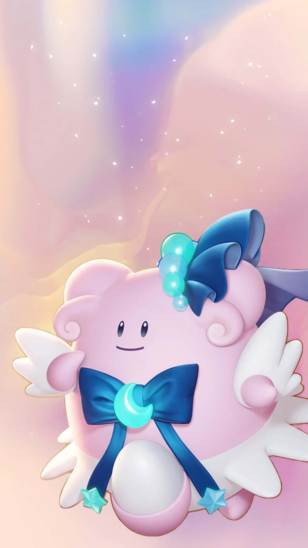 Blisseymed Söta Blå Band. (this Would Be An Appropriate Translation For A Description Of A Computer Or Mobile Wallpaper Featuring Blissey With Blue Ribbons In A Cute Design.) Wallpaper