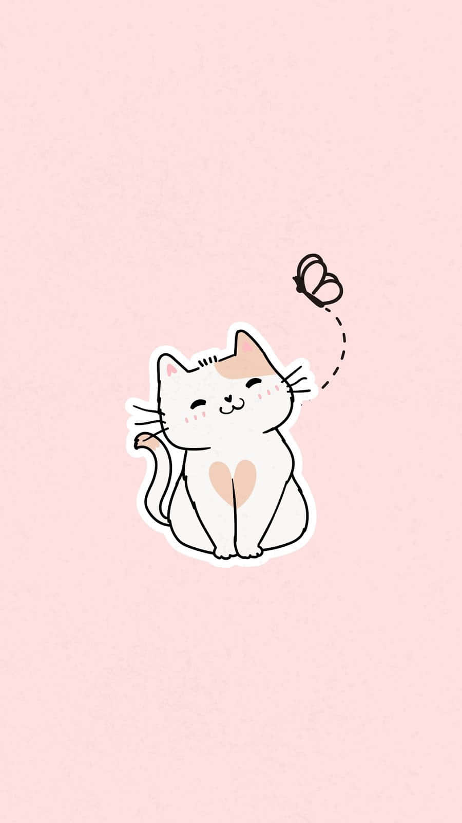 Blissful Cat Pink Background Wallpaper