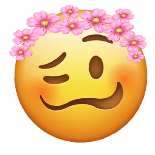 Blissful Emoji With Flower Crown.png PNG
