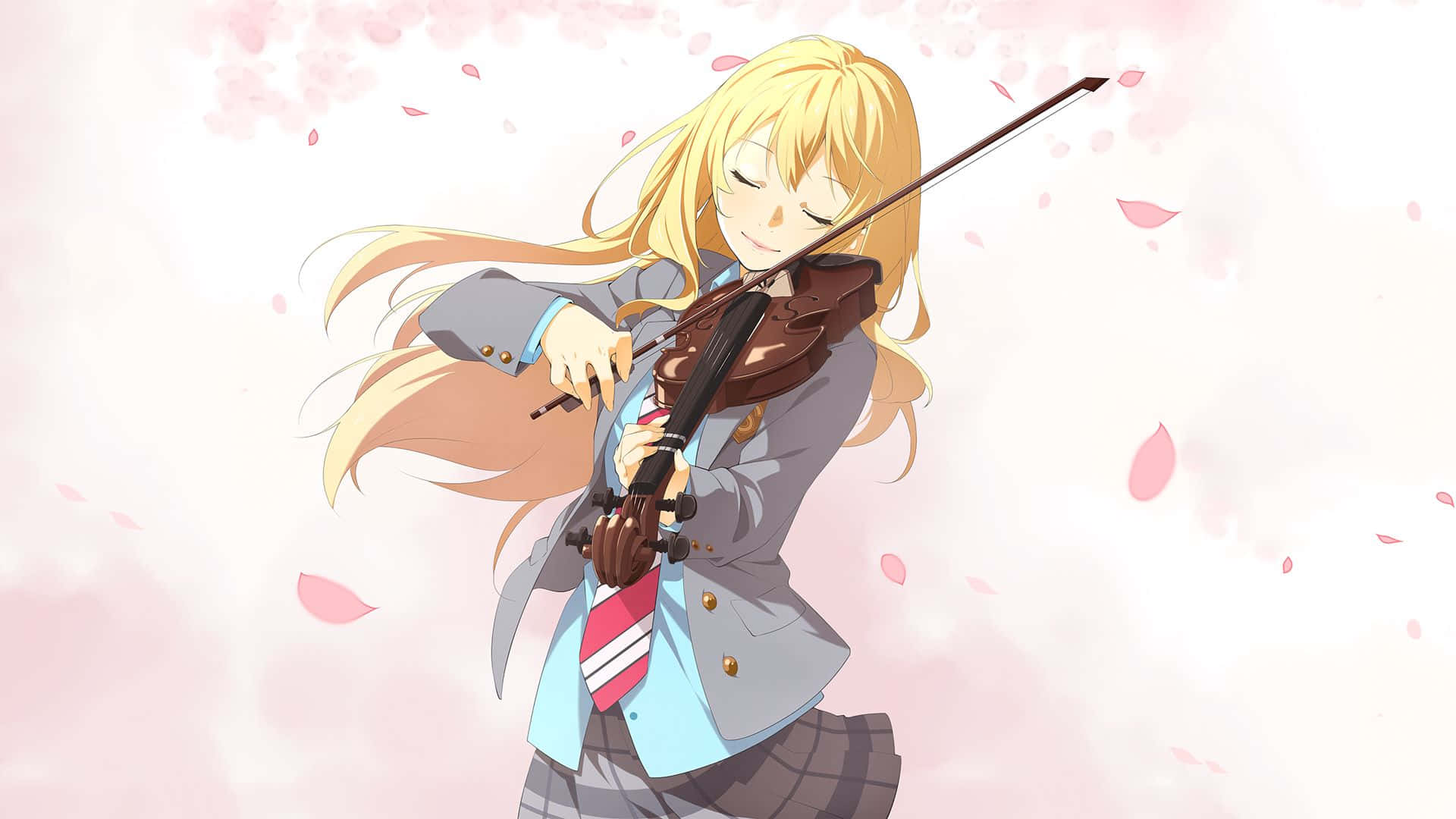 Personnage Anime Violoniste Heureux Fond d'écran