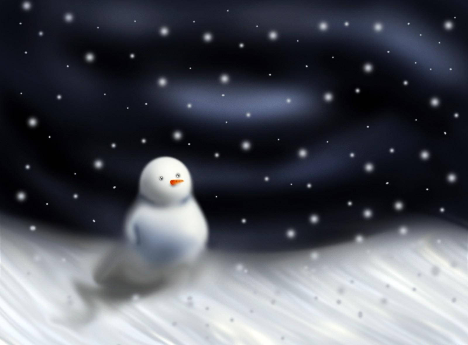 Blizzard Night With Snowman Wallpaper