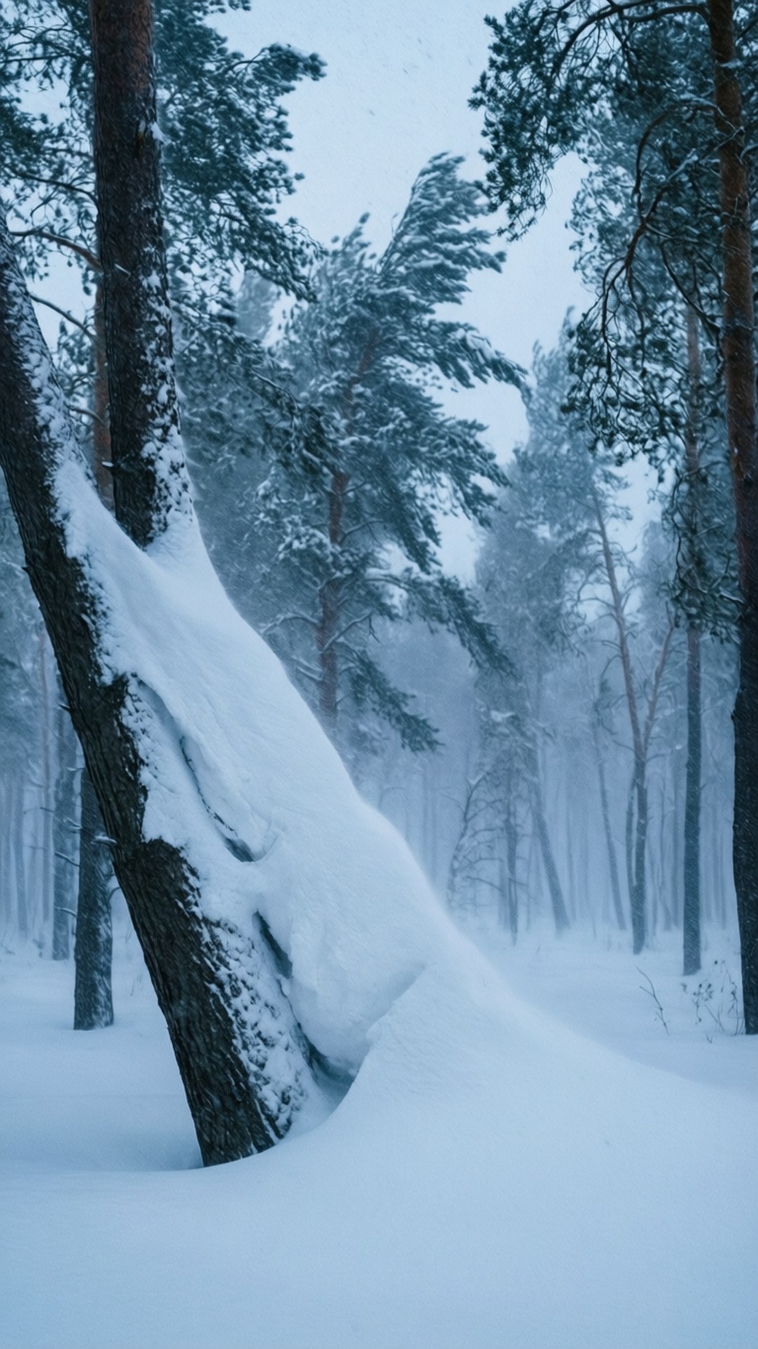 Schneesturm-Kiefernwald Wallpaper