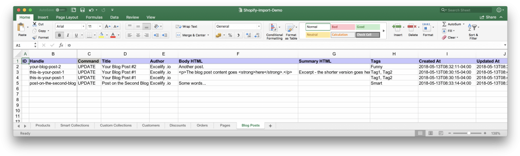 Blog Content Management Excel Spreadsheet PNG