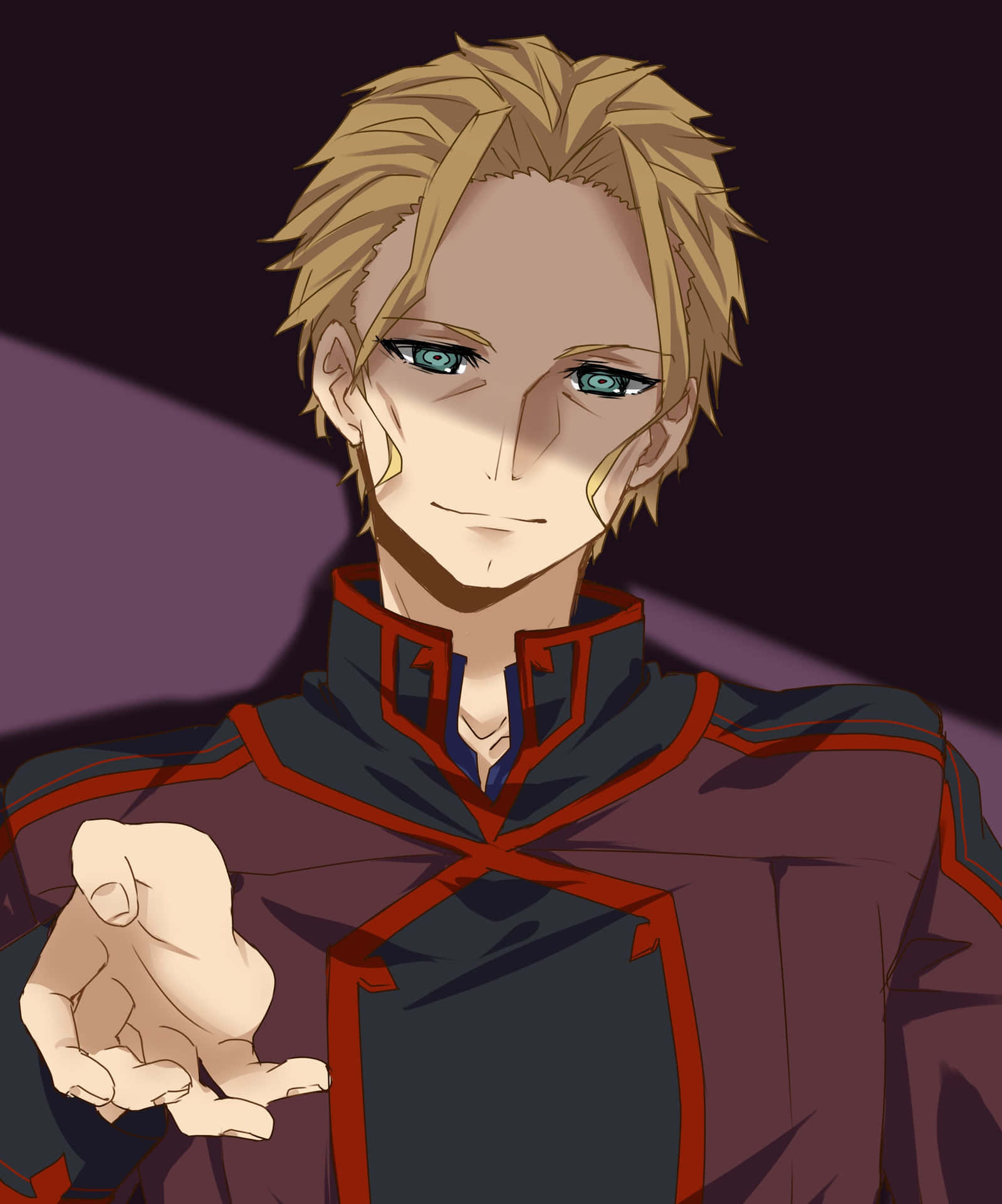 Blond Anime Personage Uitgestrekte Hand Achtergrond