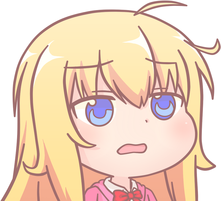 Blonde Anime Character Facial Expression PNG