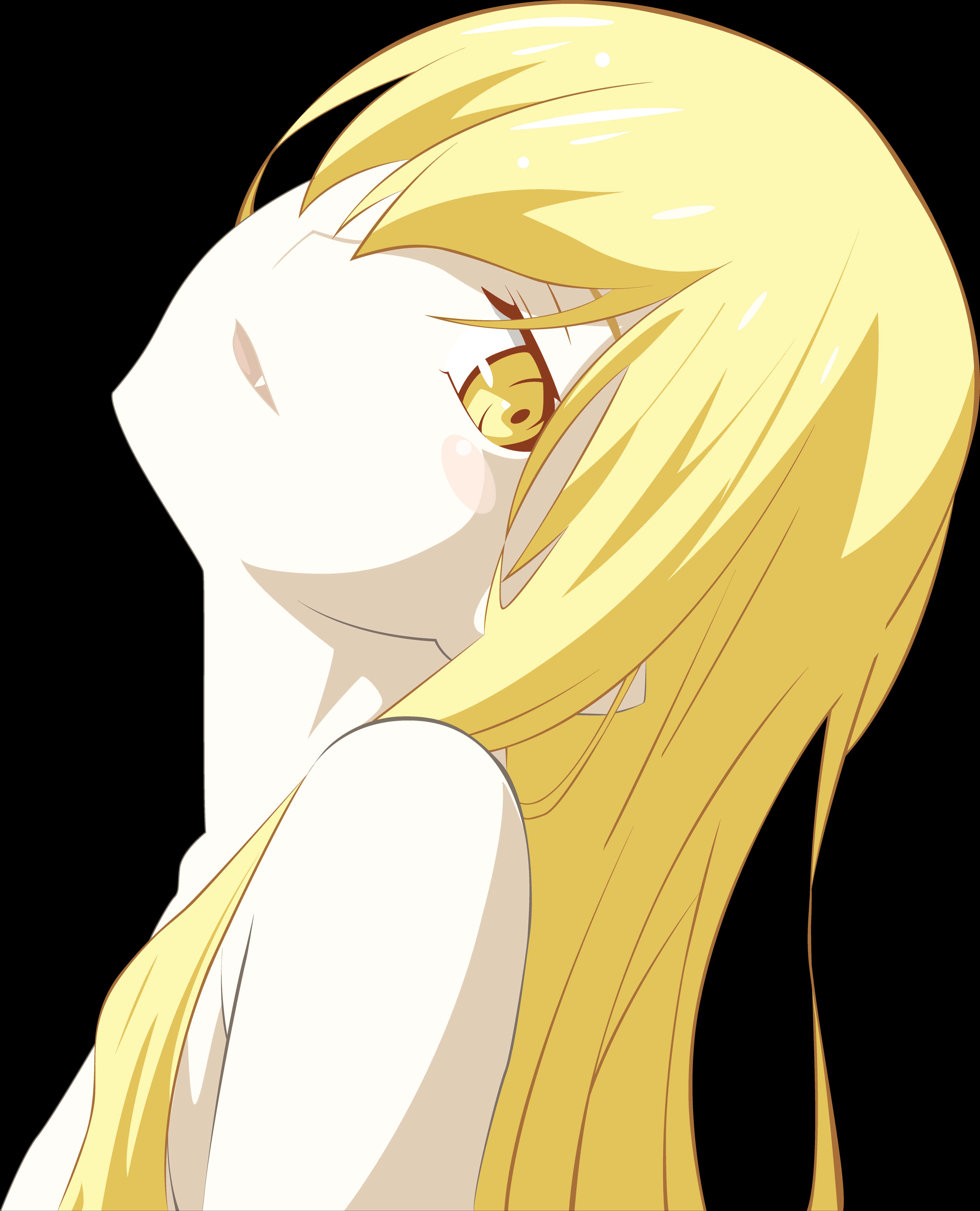 Blonde Anime Character Glance Upward PNG