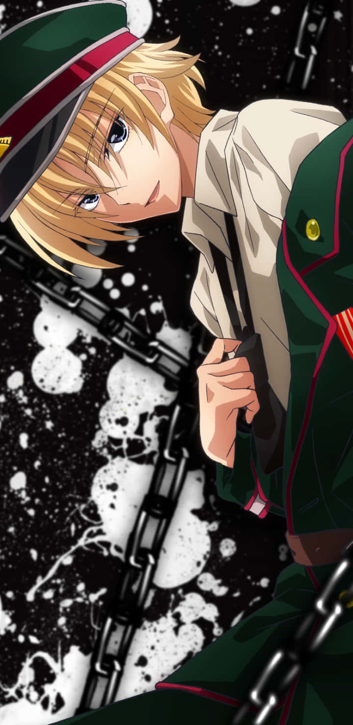 Blonde Anime Personage Militaire Uniform Achtergrond