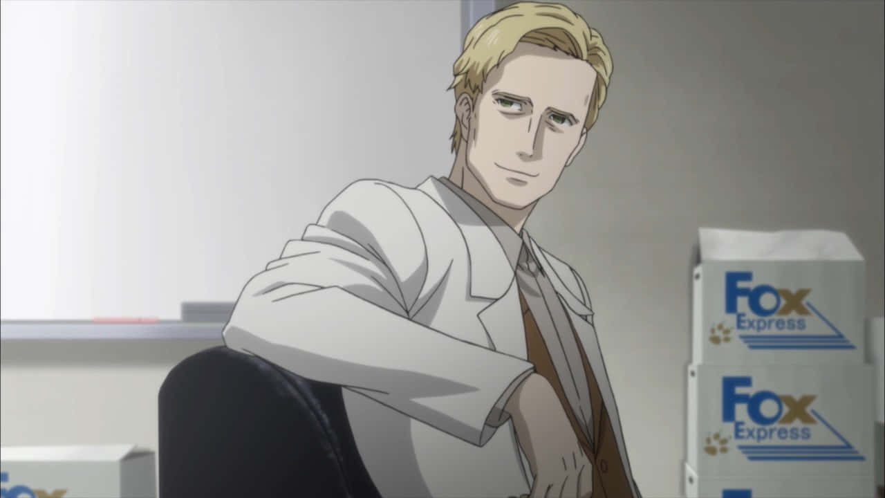 Personnage Anime Blond En Bureau Fond d'écran