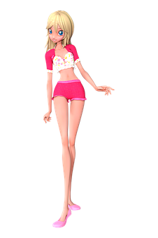Blonde Anime Character Pink Outfit PNG