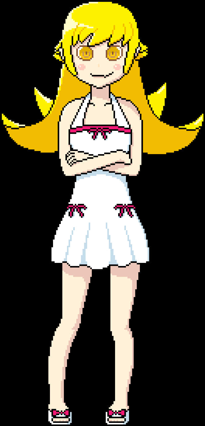 Blonde Anime Character Pixel Art PNG