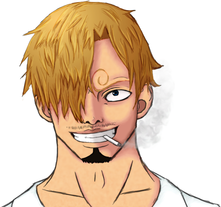 Blonde Anime Character Smoking PNG