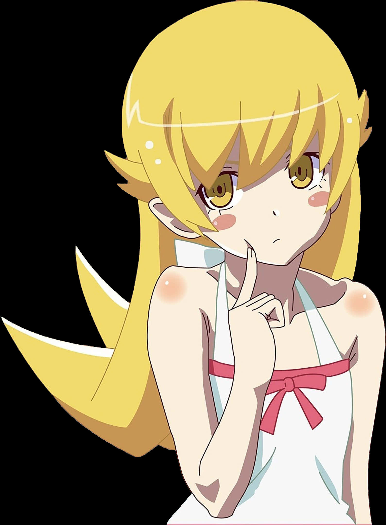 Blonde Anime Character Thinking Pose PNG