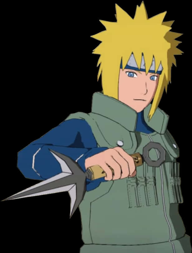 Blonde Anime Character With Kunai PNG
