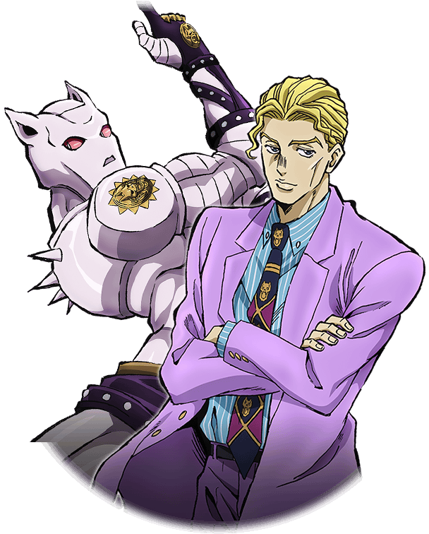 Blonde Anime Characterand Purple Stand PNG
