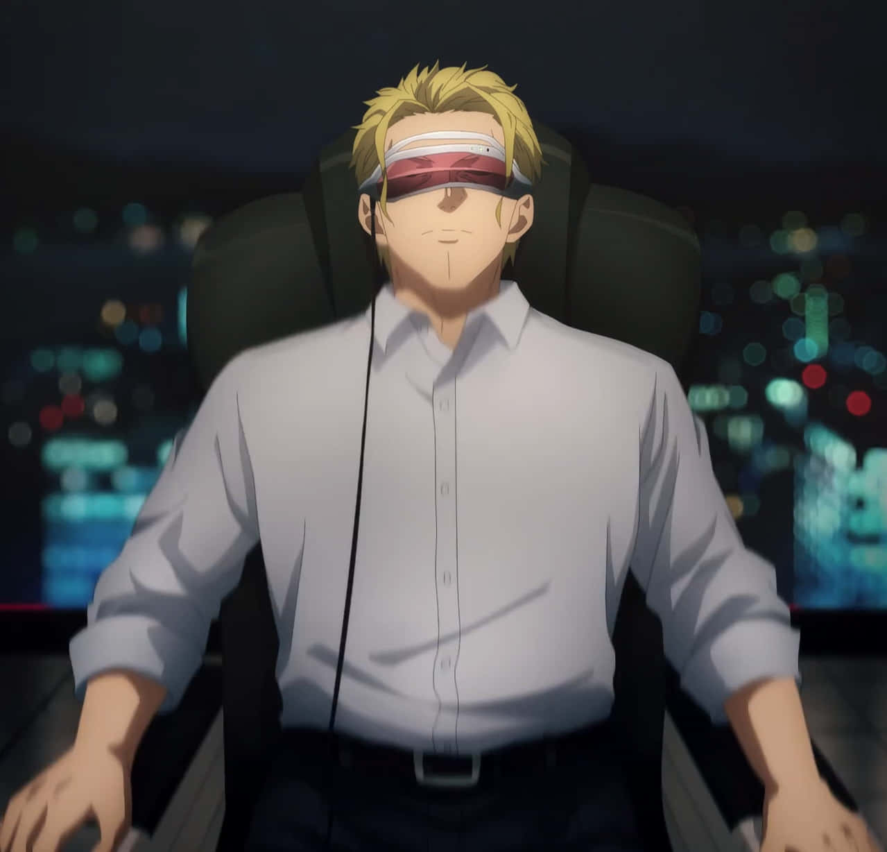 Blond Anime Personage In V R Headset Achtergrond