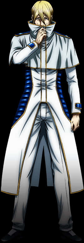 Blonde Anime Characterin White Uniform PNG