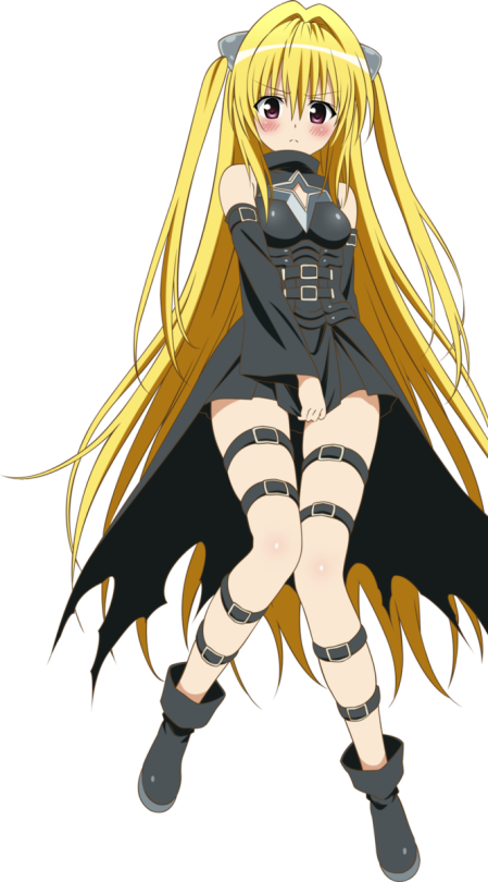 Blonde Anime Characterwith Black Dress PNG