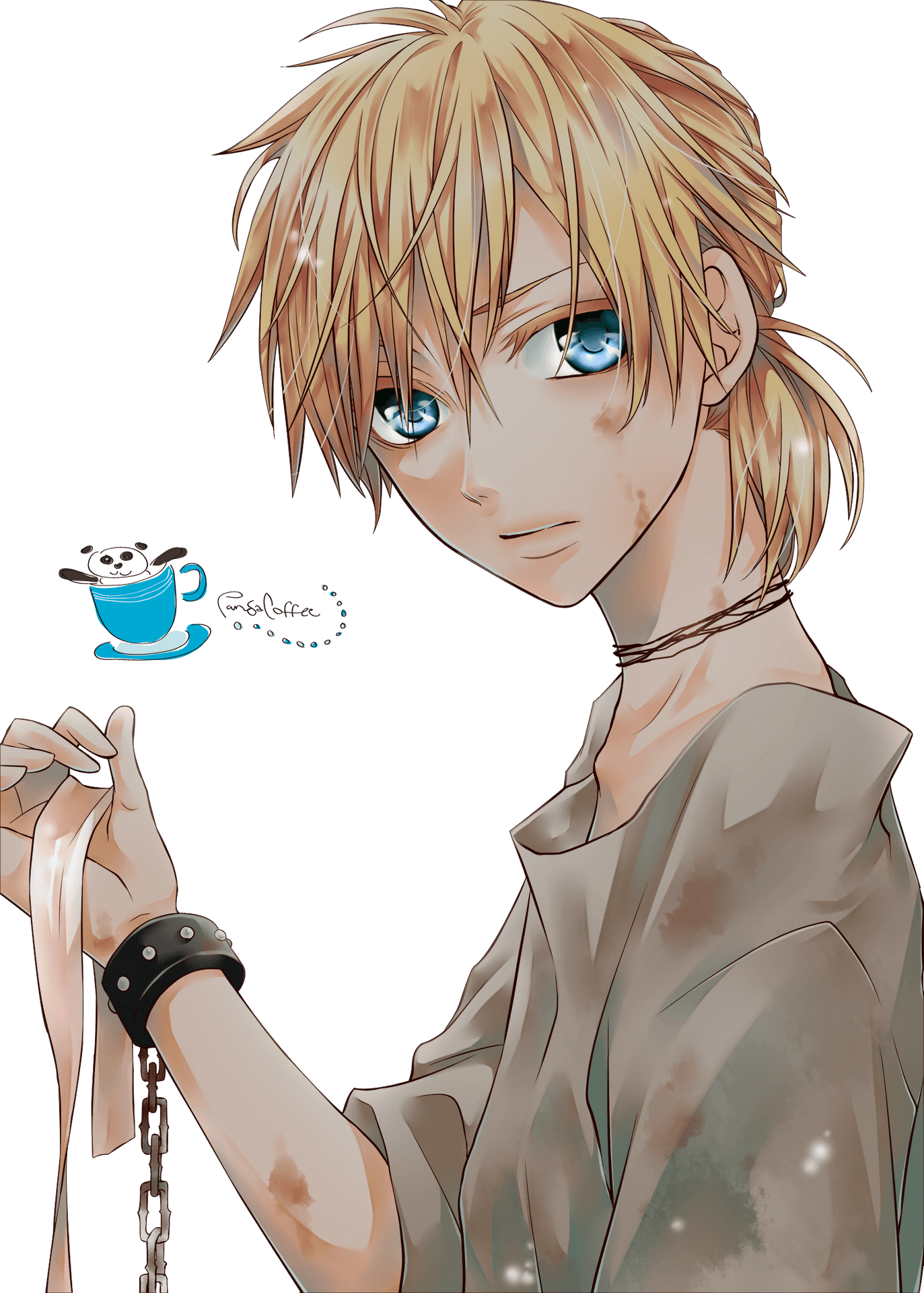 Blonde Anime Characterwith Blue Eyes PNG