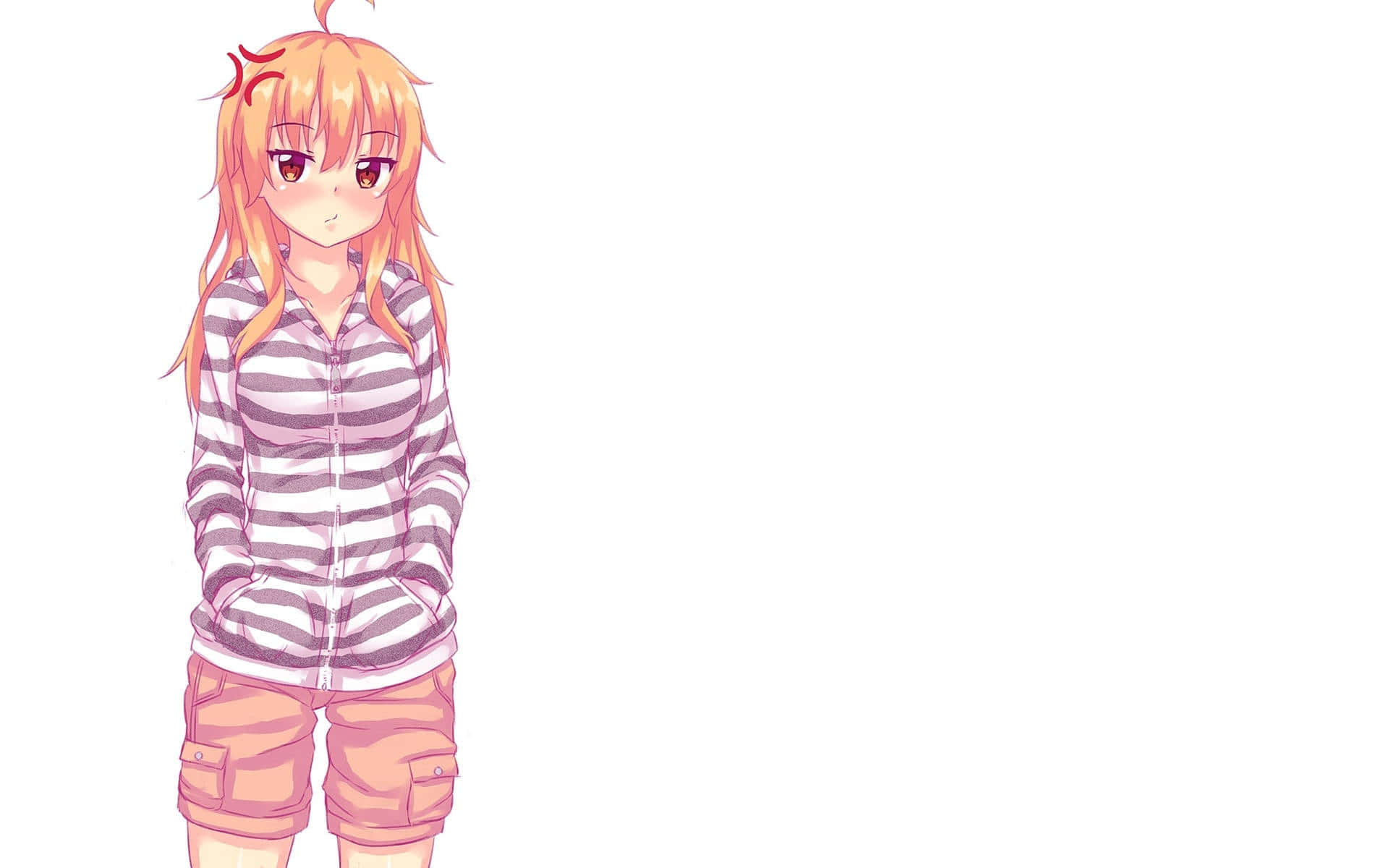 Blonde Anime Girl Casual Outfit Wallpaper