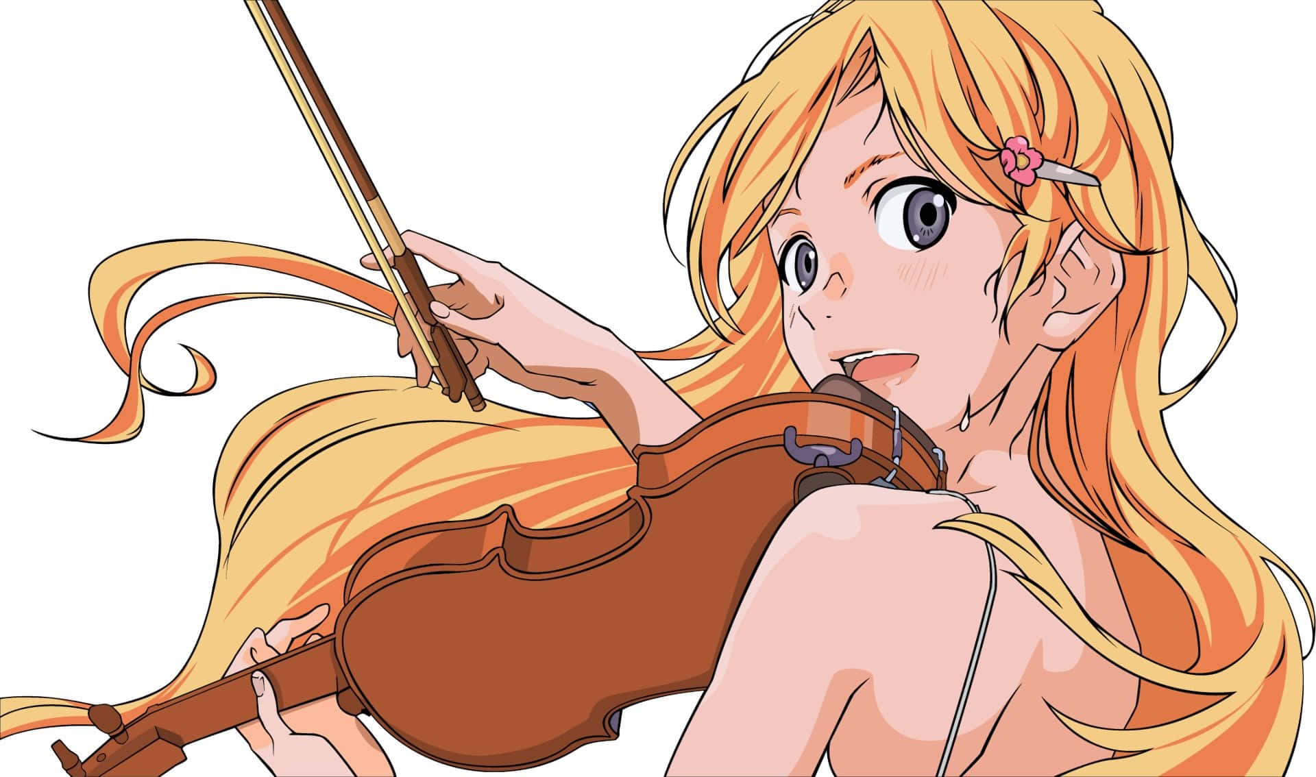 Fille Anime Blonde Jouant Du Violon Fond d'écran