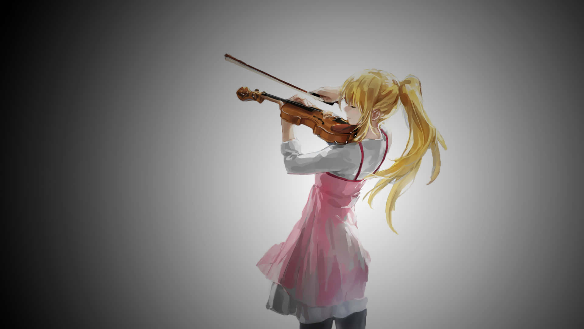 Fille Anime Blonde Jouant Du Violon Fond d'écran