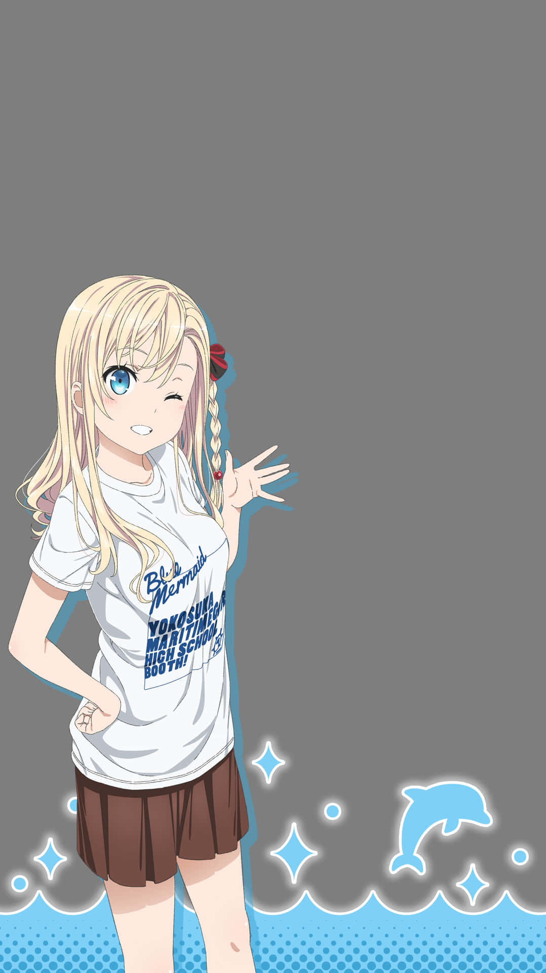 Blonde Anime Girl Waving Wallpaper