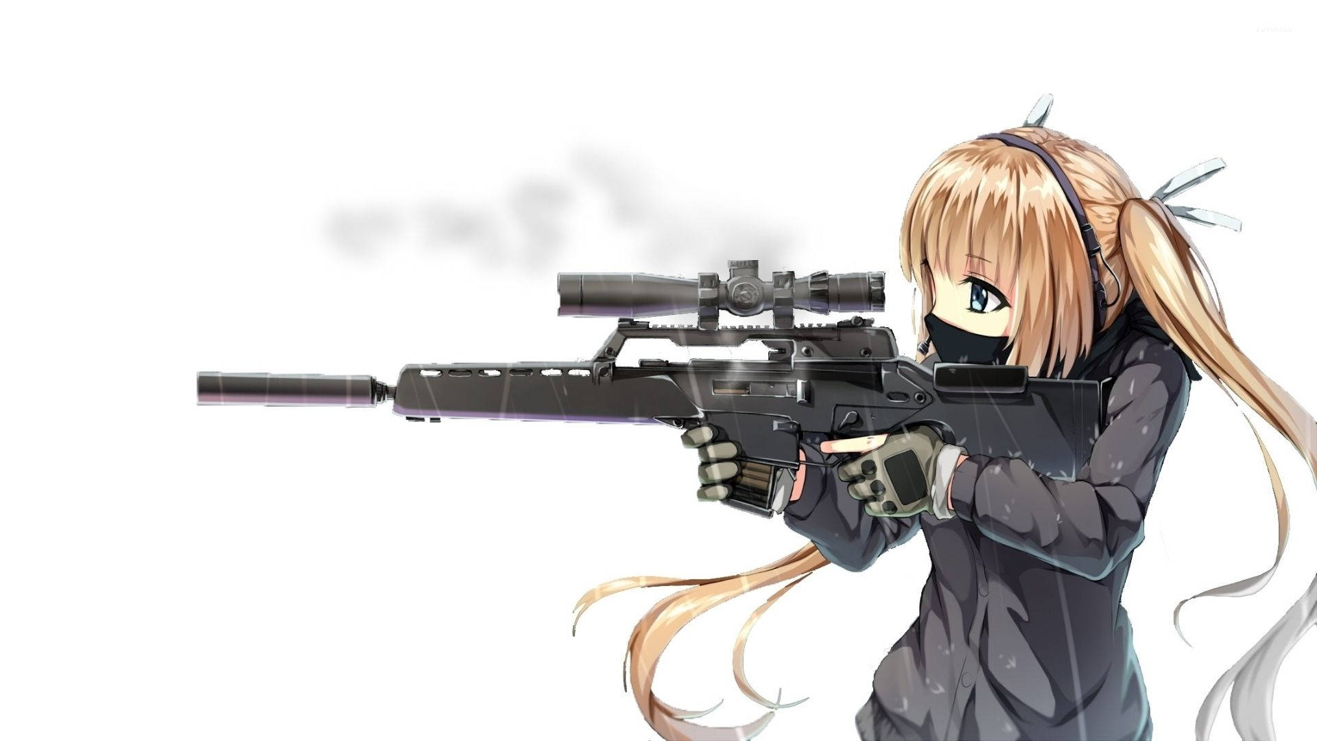 Download Blonde Anime Sniper Girl Wallpaper | Wallpapers.Com
