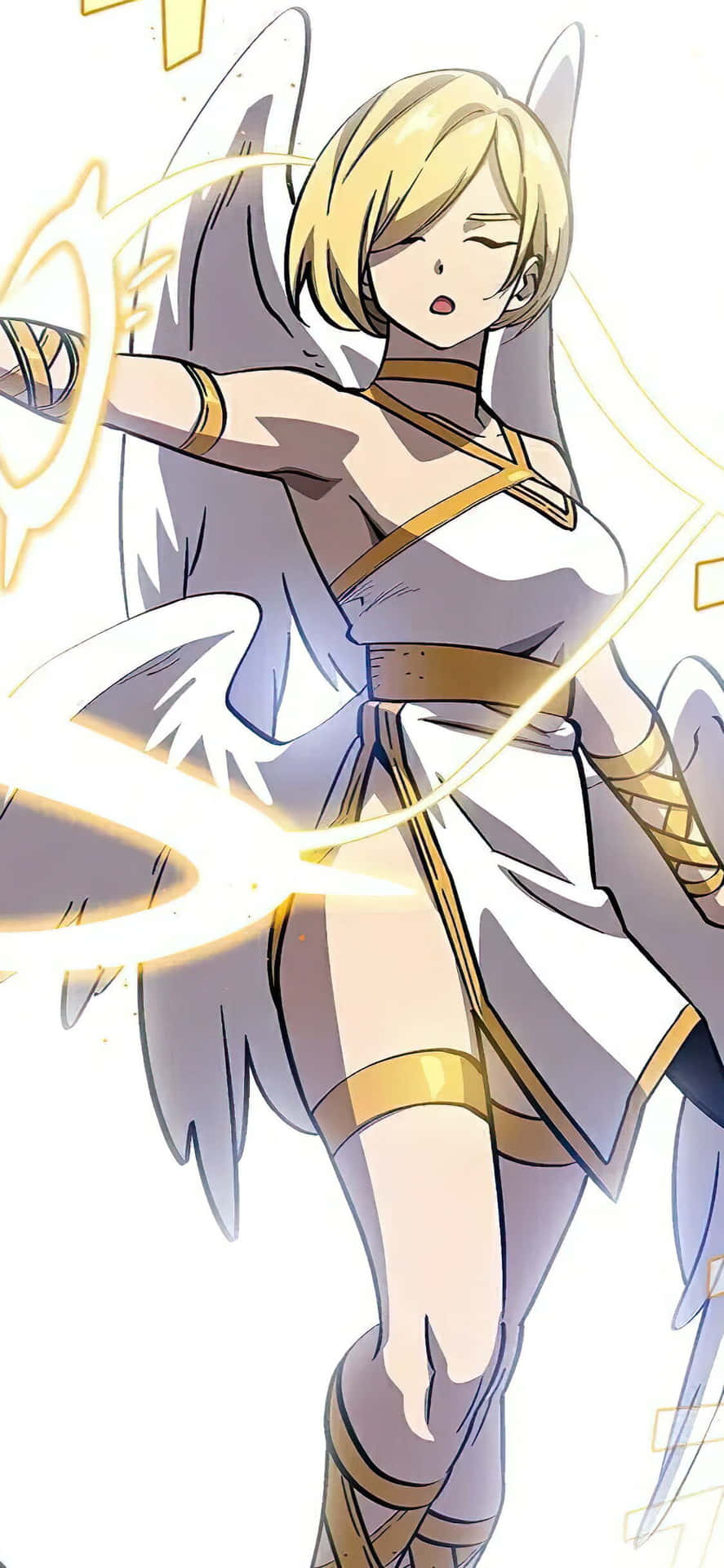 Blonde Anime Warriorin Action Wallpaper