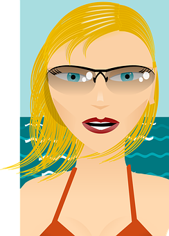 Blonde Beachgoer Cartoon PNG