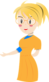 Blonde Cartoon Character Glasses PNG