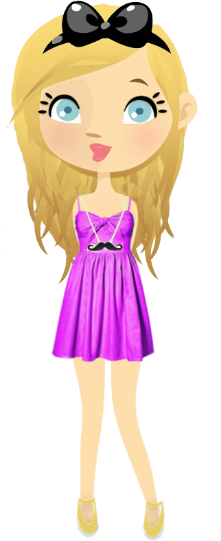 Blonde Cartoon Dollin Purple Dress PNG