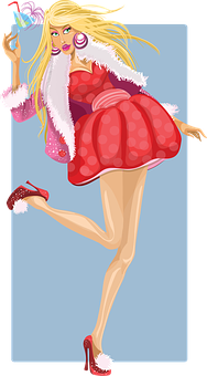 Blonde Cartoon Fashion Pose PNG