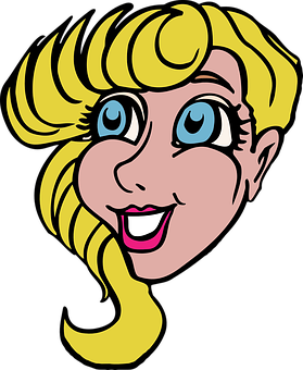 Blonde Cartoon Girl Portrait PNG