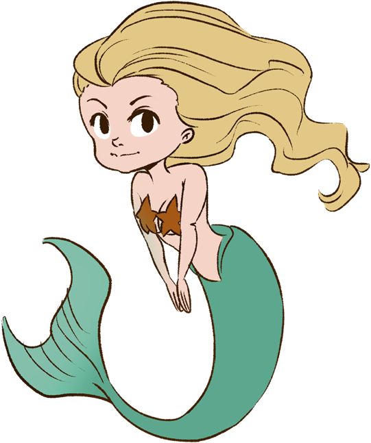 Blonde Cartoon Mermaid Illustration PNG