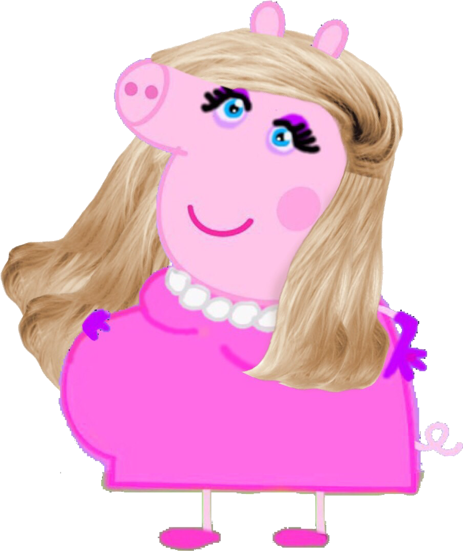 Blonde Cartoon Pig Character PNG