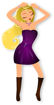 Blonde Cartoon Woman Posing PNG