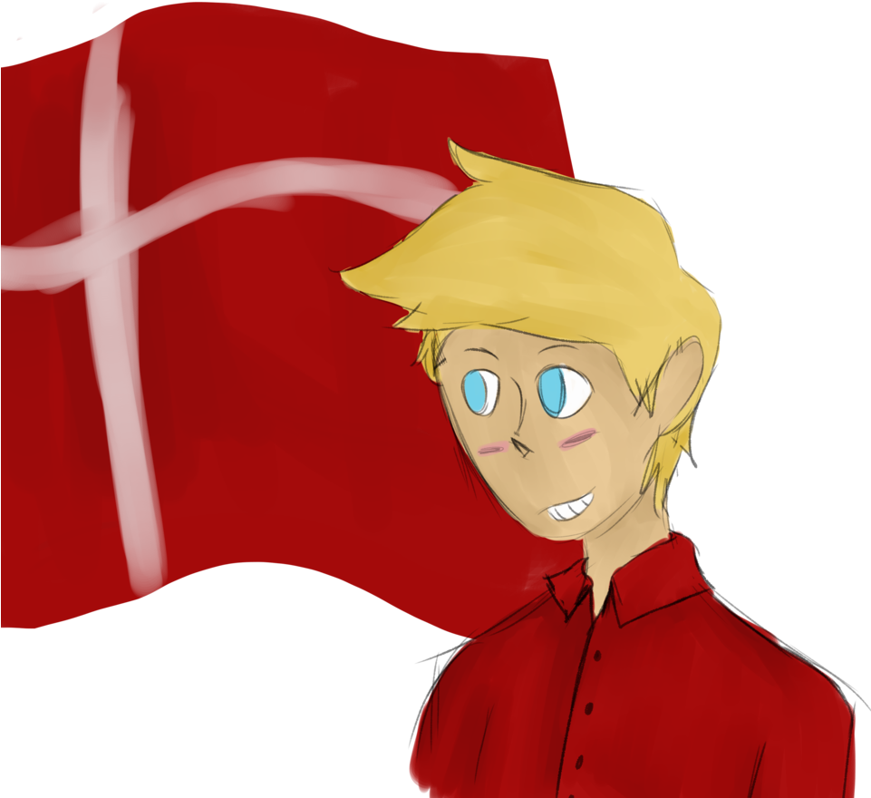 Blonde Character With Danish Flag PNG